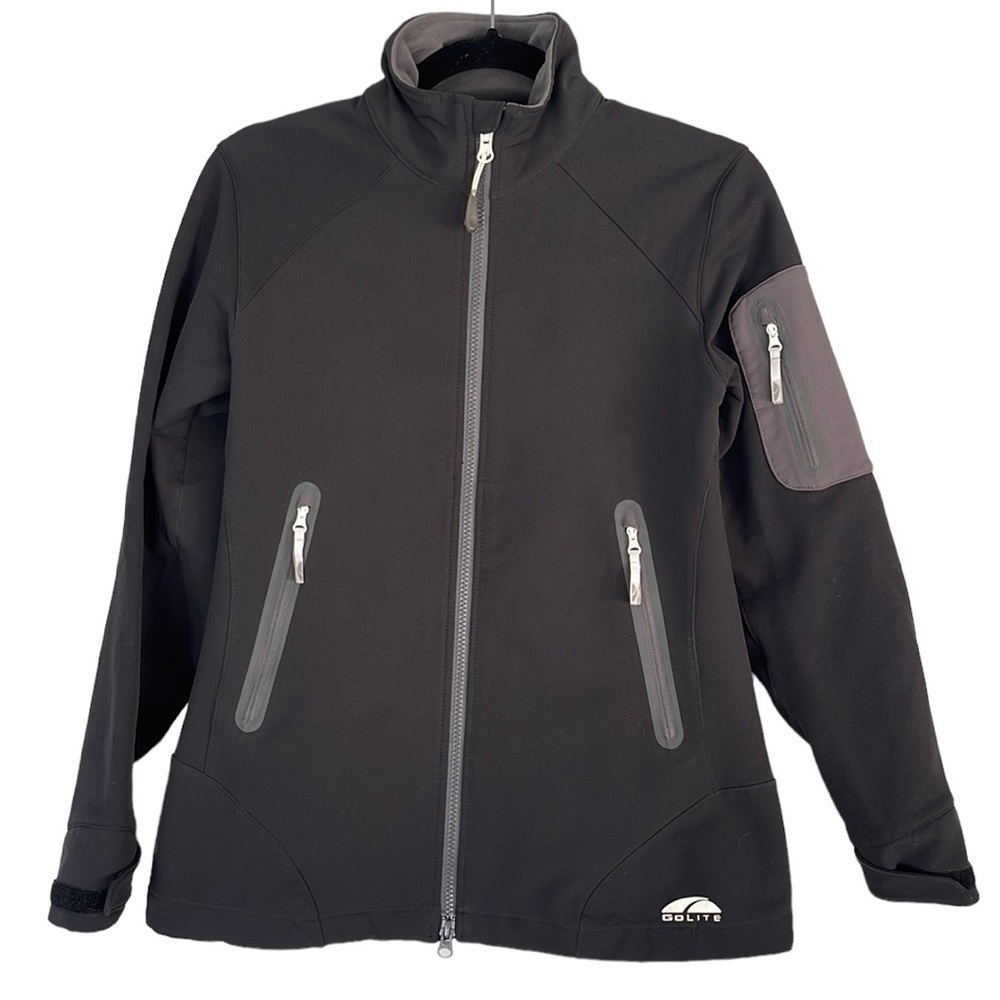 GOLITE Full Zip Fleece Lined Wind Resitent Black Jacket Size Small Petite